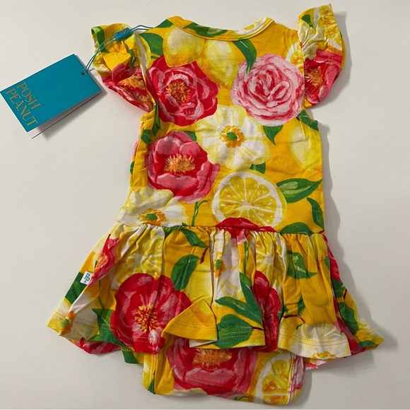🍋NWT Posh Peanut Annika Ruffled Cap Sleeve Twirl Skirt Bodysuit size 3-6 months - Picture 5 of 6